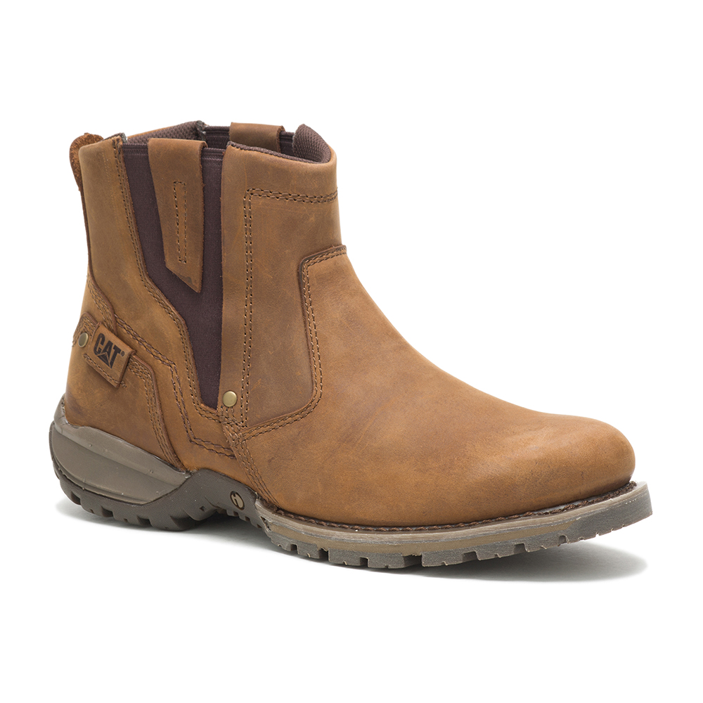 Botas Sin Cordones Caterpillar Evander Hombre Beige Oscuro | Chile-903812EJL