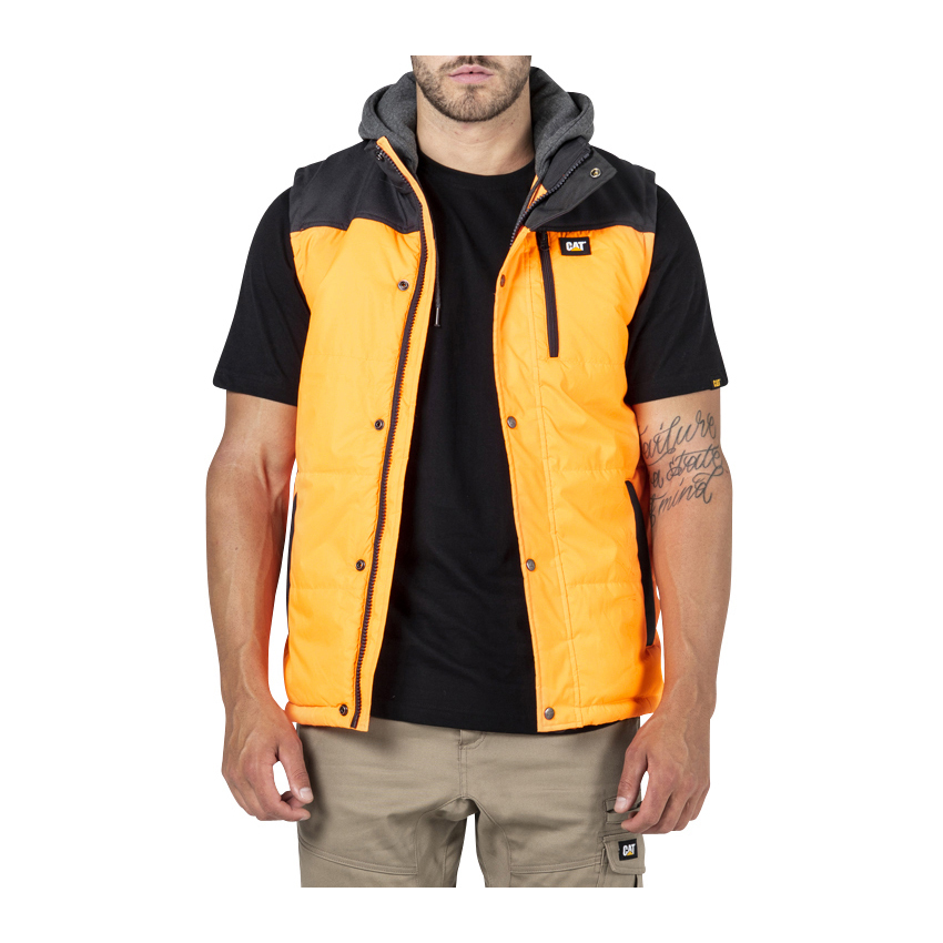Chalecos Caterpillar Hi Vis Encapuchado Trabajo Hombre Naranjas Negros | Chile-247859YTH