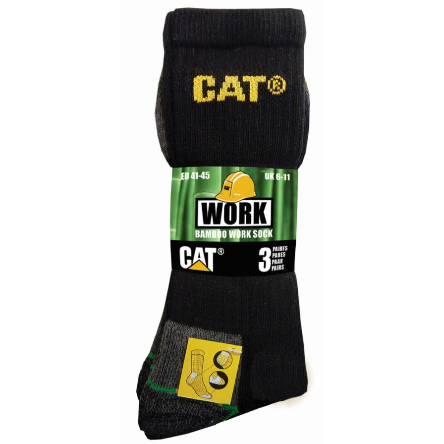 Medias Caterpillar Bamboo 3 Pack Hombre Negros | Chile-486295MIW