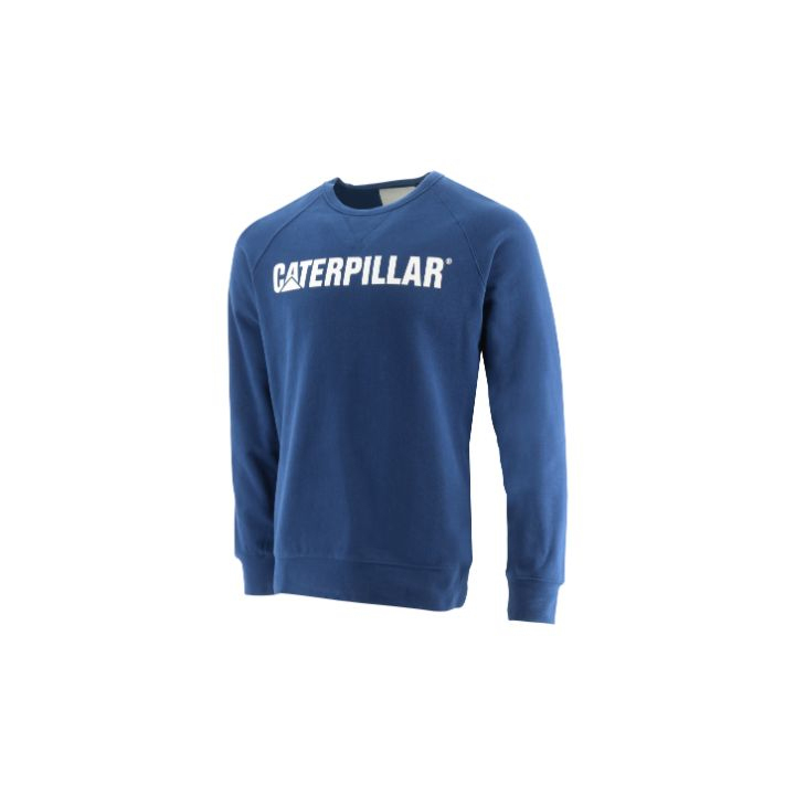 Sudaderas Caterpillar Foundation Crewneck Sweatshirt Hombre Azules | Chile-584209VNJ